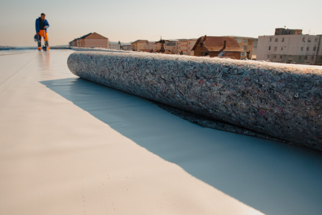 geotextile for roof, covered with synthetic PVC membrane
